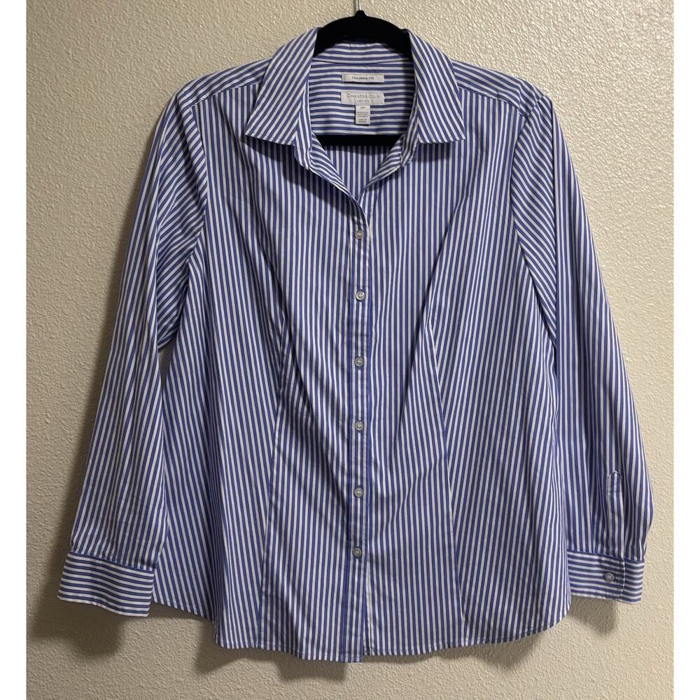 Charter Club Tailored Fit Striped Button Up Preppy Career Work  Women’s Size 14P